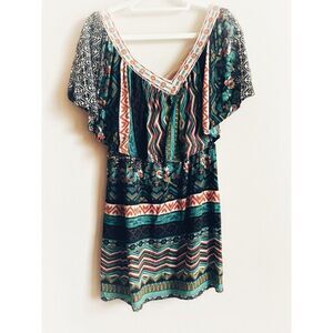 Boho Chic Aztec Print Flying Tomato Mini Dress Sz S